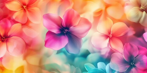Fototapeta premium Vibrant multicolored flowers in soft focus dreamlike background