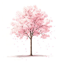 Obraz premium Watercolor Cherry Blossom Trees – Hand-Painted Sakura Tree
