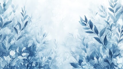 A seamless blue floral pattern painted in watercolor, soft and elegant. illustration