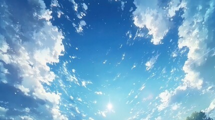Clear blue manga style sky background, illustration