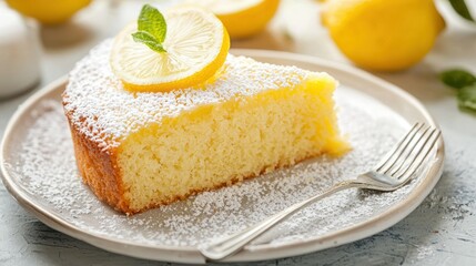 Lemon cake with a fork beside. 