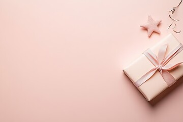 Soft pastel background enhances elegant gift wrapped with delica