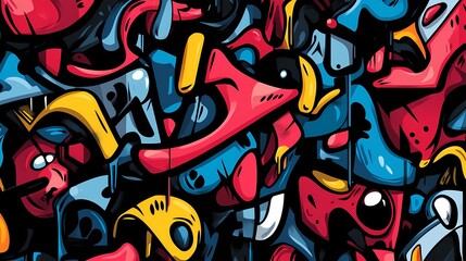 Vibrant abstract graffiti art with colorful urban doodles, spray paint textures, and dynamic street-style wall painting perfect for bold backgrounds and creative designs
