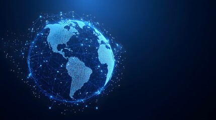 Naklejka premium A digital representation of the Earth with a network of connections highlighting global communication and technology integration.