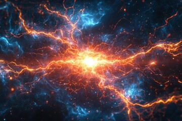 Fototapeta premium Vivid representation of cosmic energy bursts creating vibrant patterns in deep space