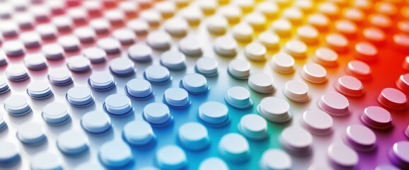 Seamless circular elements arranged with vibrant rainbow spectral gradient