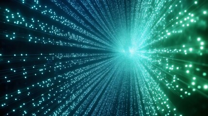 Naklejka premium abstract digital burst of glowing light lines and data particles in blue, representing futuristic technology and network speed