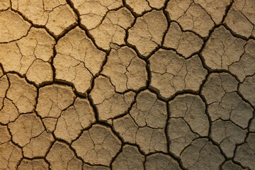 Dry, cracked earth forms a textured pattern, highlighting the impact of severe drought conditions and emphasizing the urgent need for water conservation