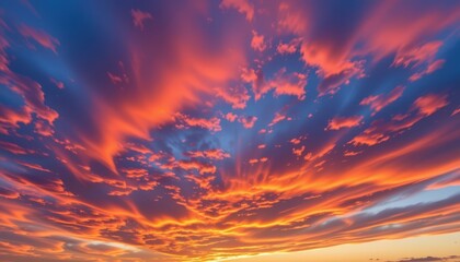 Obraz premium Clouds in Sunset A rich sky at sunset with swirling clouds in vivid hues of pink, orange, and purple.
