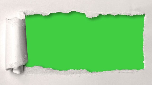 Torn paper with green screen