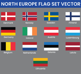 North Europe All Country Flags Vector Design.