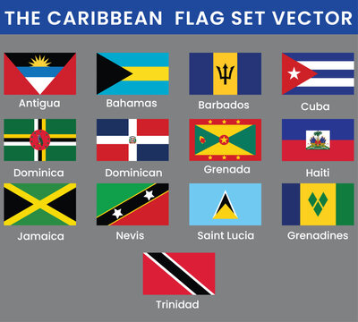 Caribbean Flags Collection Vector for Creative Projects