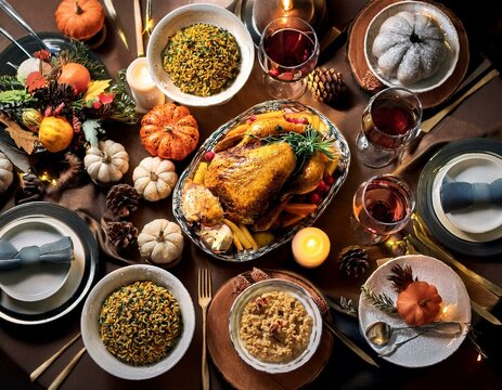 hanksgiving Celebration Traditional Dinner Setting Food Concept