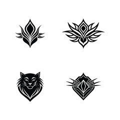 Tribal vector wing design set with floral tattoo art