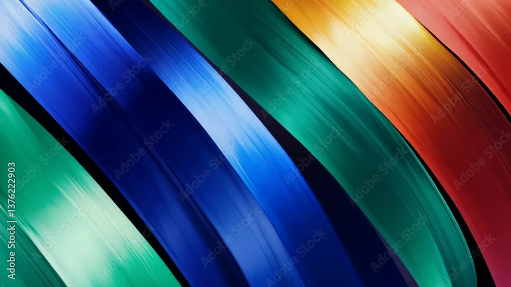Poster a colorful ribbon with a blue stripe is displayed. the ribbon is made up of various colors, includin