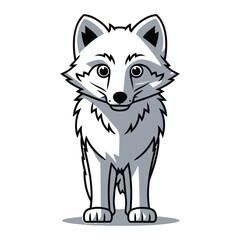 Cute Cartoon White Wolf Illustration