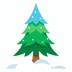 Winter holiday  with fir pine tree and snow vector on white background.