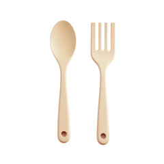 3D icon spoon and fork isolated