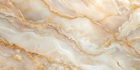 Elegant Swirls of Creamy White and Golden Veins in Luxurious Marble Texture