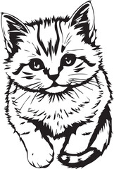 Cute kitten. Hand drawn vector illustration