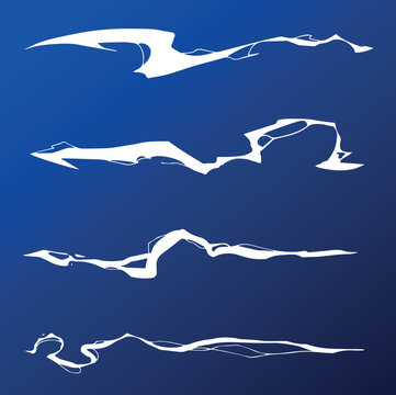 Abstract Blue Energy Lines on a Dark Background. This image features a set of glowing, irregular blue energy lines, resembling electricity or light streaks in motion.
