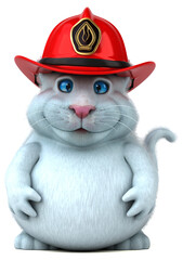 Fun 3D cartoon fireman cat illustration