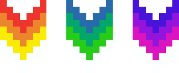 Traînées pixel art arc-en-ciel, design rétro coloré, fond transparent, fichier PNG pour superposition créative