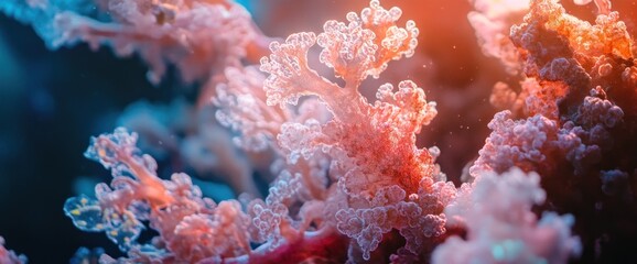 Ethereal coral luminescence, underwater garden in vibrant spectrum of colors