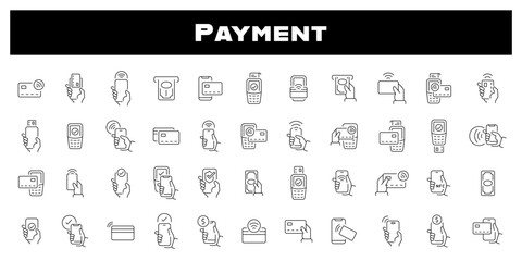 Payment icon set. Payment thin line style icons. Payment type line icons. Pay thin line icons. Editable stroke