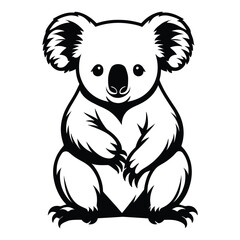 This stylized black and white silhouette of a koala is perfect for use in logos, branding materials, or children's illustrations. © Tanver