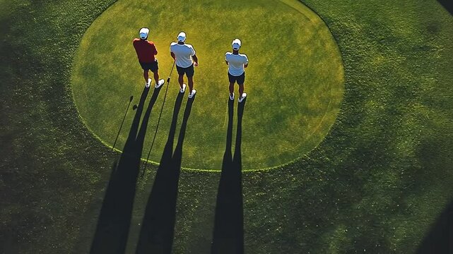 Men Enjoying a Sunny Day of Golf on the Green Course Generative AI