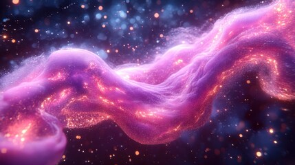 Obraz premium A vibrant swirl of pink and purple cosmic energy, sparkling with stars, creating a mesmerizing, otherworldly effect.