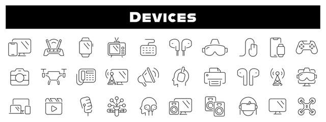 Modern Electronic Devices Vector Icon Big Set