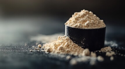 Whey Protein Powder on Dark Surface