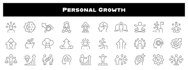 Personal Growth Vector Outline Icon Set