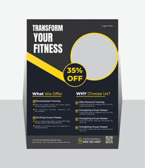GYM / Fitness Flyer template with grunge shapes. vector. Black GYM Flyer/ Poster design