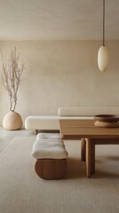 Modern Interior Design of a Cozy Living Space With Natural Lighting and Warm Colors