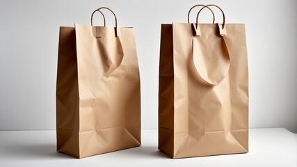 Two ecofriendly brown paper bags displayed on a white background emphasizing their versatile and practical use cases