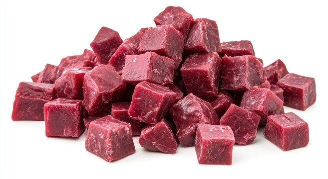 Cubed raw beef