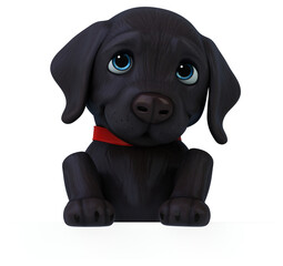 Fun 3D cartoon black Labrador retriever