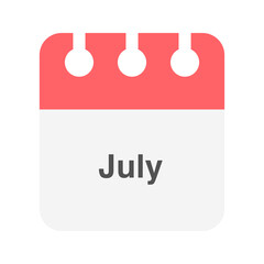 July icon vector. Daily, monthly, yearly calendar icon