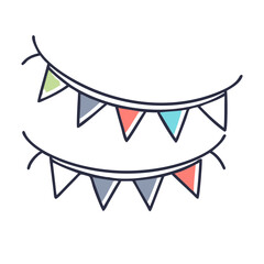 Festive bunting flags icon in flat style