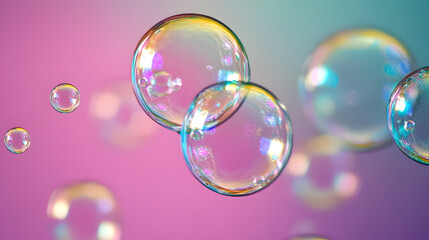 Floating Soap Bubbles on a Gradient Background