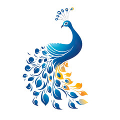 Fototapeta premium Peafowl logo isolated on a white transparent background