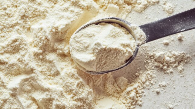 Measuring Spoon Resting on Vanilla Protein Powder