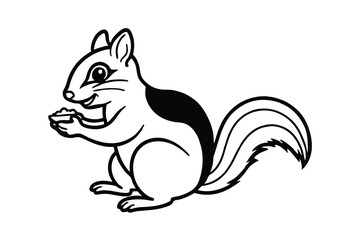 Adorable Cartoon Squirrel Eating Nuts, Happy Animal Illustration