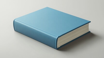 A closed blue book with a textured cover, resting on a light surface, showcasing simplicity and elegance.