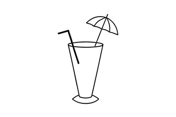 Refreshing Summer Cocktail Drink with Straw and Umbrella