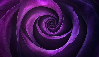 Abstract Purple Rose Center Closeup with Swirling Petals Macro Detail