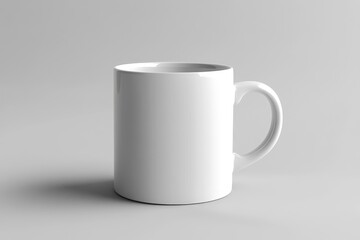 Fototapeta premium A plain white coffee mug sitting on a solid gray background